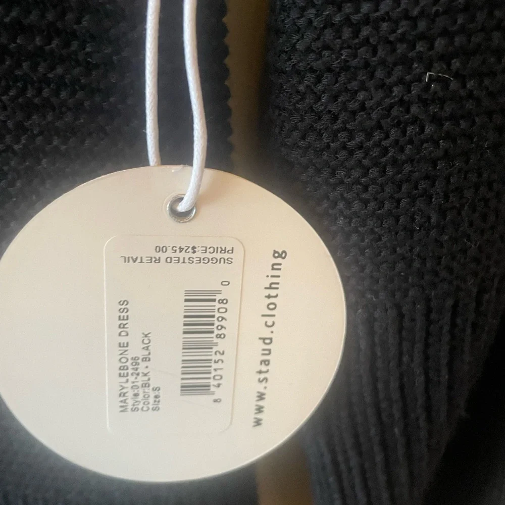 STAUD dress Marylebone balloon sleeve ribbed knit mini dress NWT black S $245- - Picture 11 of 12